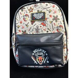Stranger Things Hellfire Club Mini Backpack Netflix Tattoo Print Faux Leather